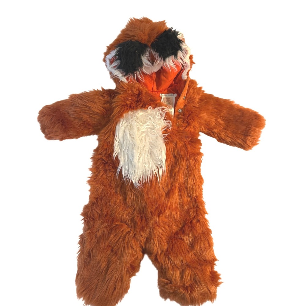 Pottery Barn Kids Baby Fox Costume 0-6 Months Orange Faux Fur Hooded Halloween